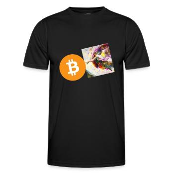 Main de création de crypto-monnaies 6 Bitcoin BTC - T-shirt sport Homme - noir - Devant - AI Model Male 178 dark (178cm)