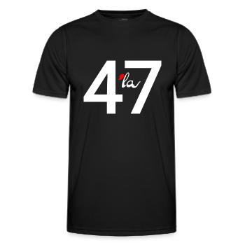 47 comma la - Men's Functional T-Shirt - black - Front - AI Model Male 178 dark (178cm)