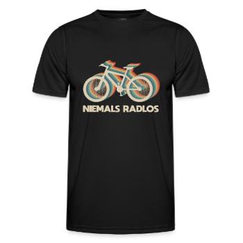 Niemals RadlosSpruch Fahrrad Retro - Männer Funktions-T-Shirt - Schwarz - Vorne - AI Model Male 178 dark (178cm)