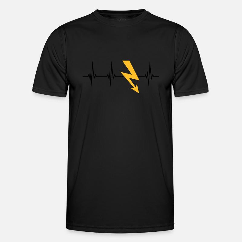 strom puls herzschlag frequenz elektrisch blitz en Männer Funktions-T-Shirt