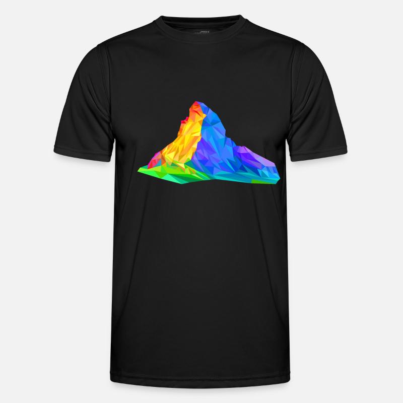 Matterhorn, Mountain, Colorful Triangles, Triangles, Alps Men's Functional T-Shirt