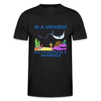 Narwhale Einhornwal Wal Wale Meer Ozean Biologie - Männer Funktions-T-Shirt - Schwarz - Vorne - AI Model Male 178 dark (178cm)