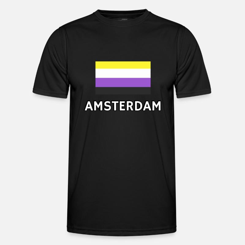 Non binary Pride Flag Amsterdam - Men's Functional T-Shirt - black