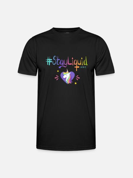 #Stayliquid Einhorn-Herz - Männer Funktions-T-Shirt - Schwarz