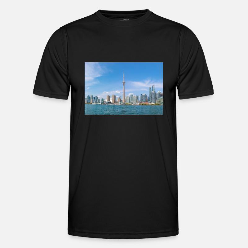 Ontario Toronto Skyline Panoramic View Canada Männer Funktions-T-Shirt