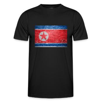 Drapeau de la Corée du Nord Graffiti sur mur de briques - T-shirt sport Homme - noir - Devant - AI Model Male 178 dark (178cm)