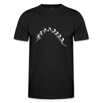 Mountainbike - Dirt Bike - BMX - Trick Sprung - Männer Funktions-T-Shirt - Schwarz - Vorne - AI Model Male 178 dark (178cm)