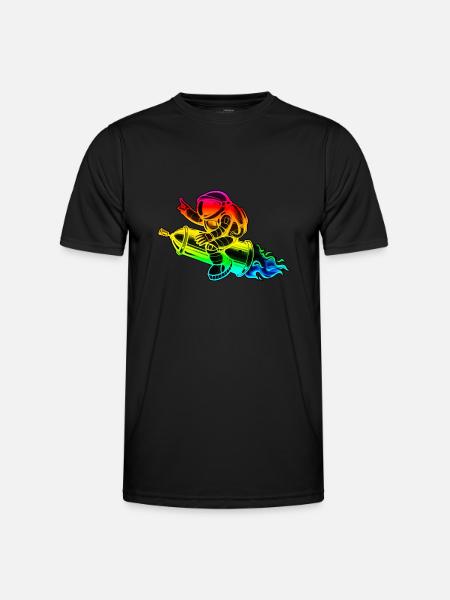 Graffiti astronaute avec fusée de bombe aérosol - T-shirt sport Homme - noir