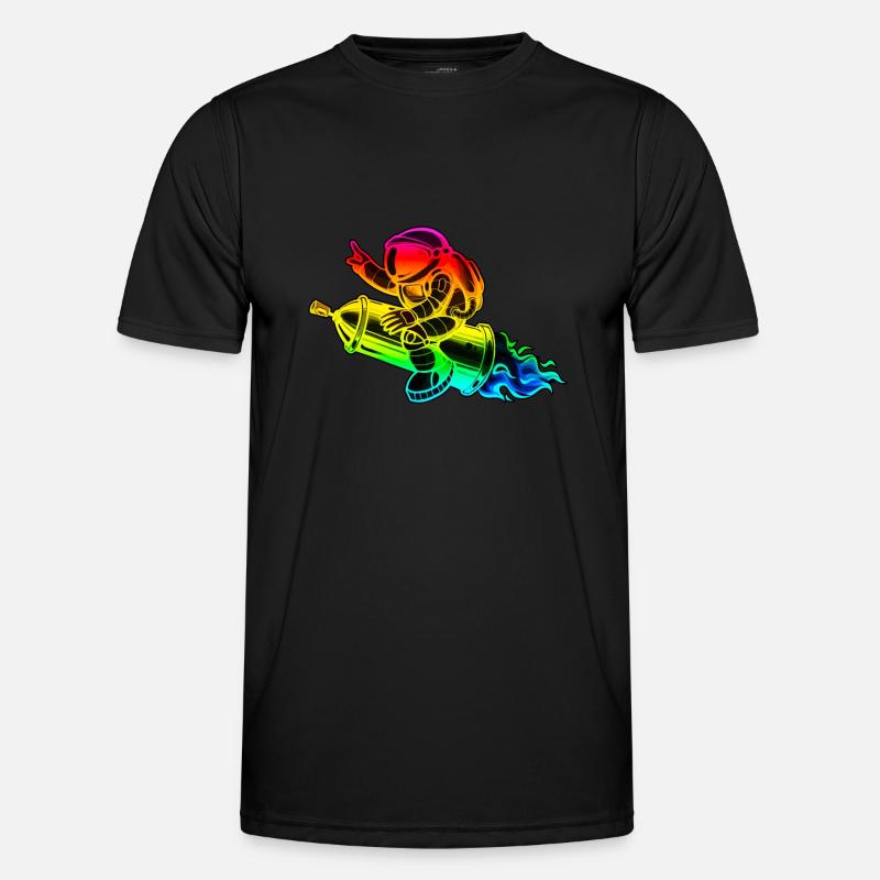 Graffiti Astronaut mit Spraydose Rakete Männer Funktions-T-Shirt