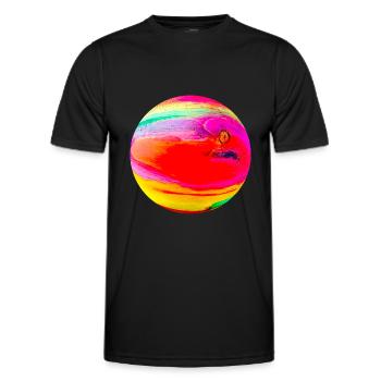 Wood look colorful - Ball 3D - Men's Functional T-Shirt - black - Front - AI Model Male 178 dark (178cm)
