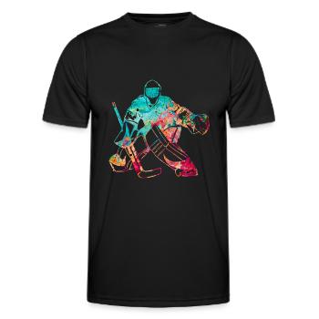 Cooler Eishockey Torwart - Männer Funktions-T-Shirt - Schwarz - Vorne - AI Model Male 178 dark (178cm)