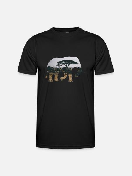 Elephant Savannah Silhouette - Men's Functional T-Shirt - black