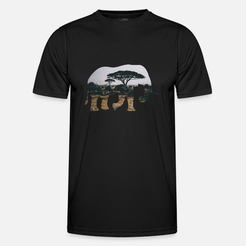 Elefant Savanne Silhouette - Männer Funktions-T-Shirt - Schwarz