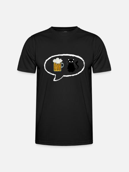 Pensées Bulle: Bière et Chat - T-shirt sport Homme - noir