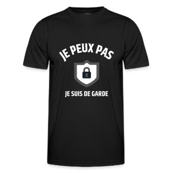 JE PEUX PAS JE SUIS DE GARDE - T-shirt sport Homme - noir - Devant - AI Model Male 178 dark (178cm)