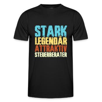 Steuerberater Spruch STARK LEGENDÄR ATTRAKTIV STEU - Männer Funktions-T-Shirt - Schwarz - Vorne - AI Model Male 178 dark (178cm)