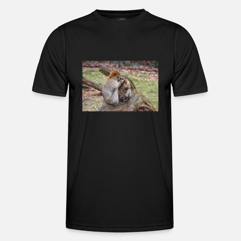 Barbary macaques (Berberaffe) Macaca sylvanus - Men's Functional T-Shirt - black