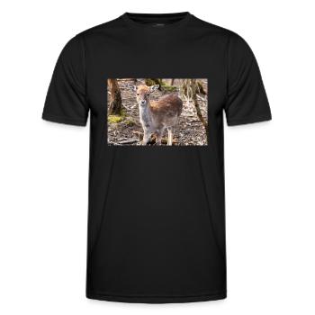 Fallow Deer (in german Damwild or Damhirsch) Dama - Men's Functional T-Shirt - black - Front - AI Model Male 178 dark (178cm)