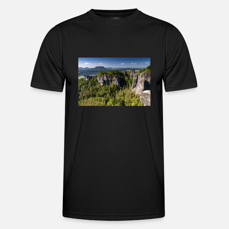Bastei i Sachsiska Schweiz - Funktions-T-shirt herr - svart