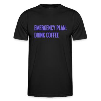 Plan d’urgence pour le café - T-shirt sport Homme - noir - Devant - AI Model Male 178 dark (178cm)