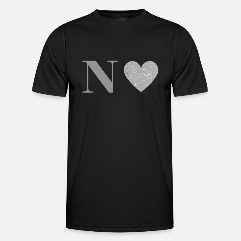 Silver Letter n Heart - Men's Functional T-Shirt - black