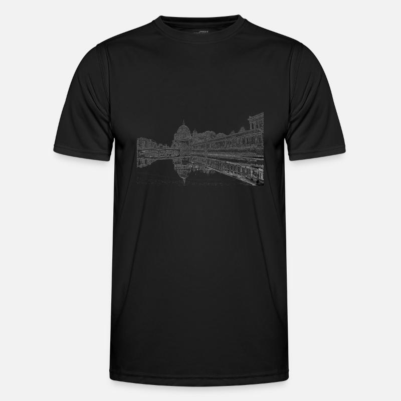 Bruecke Berlin Bleistiftzeichnung Männer Funktions-T-Shirt