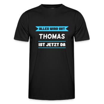 Thomas Name Design für stolze Thomas - Männer Funktions-T-Shirt - Schwarz - Vorne - AI Model Male 178 dark (178cm)