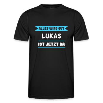 Lukas Name Design für stolze Lukas - Männer Funktions-T-Shirt - Schwarz - Vorne - AI Model Male 178 dark (178cm)
