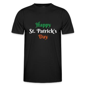 Happy St Patrick's Day Ireland Holiday Flag - Men's Functional T-Shirt - black - Front - AI Model Male 178 dark (178cm)