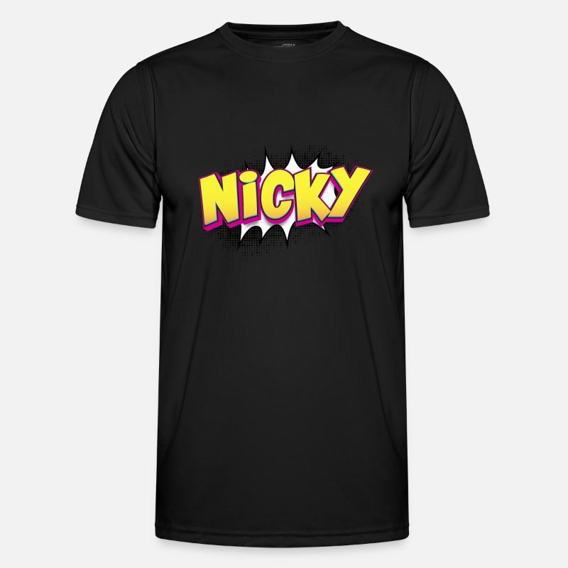 Nicky Benutzerdefinierter Name Comic-Buch-Stil Pop-Art, Nicky Männer Funktions-T-Shirt