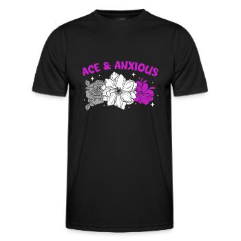 ace and anxious flowers Design for a asexual - Men's Functional T-Shirt - black - Front - AI Model Male 178 dark (178cm)