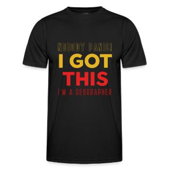 Géographe drôle Personne ne panique ! J’ai le moi - T-shirt sport Homme - noir - Devant - AI Model Male 178 dark (178cm)