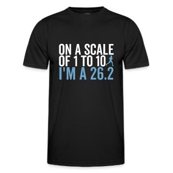 Sur une échelle de 1 à 10, je suis un 26,2 - T-shirt sport Homme - noir - Devant - AI Model Male 178 dark (178cm)
