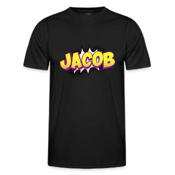 Jacob Benutzerdefinierter Name Comic-Stil Pop-Art, Jacob - Männer Funktions-T-Shirt - Schwarz - Vorne - AI Model Male 178 dark (178cm)