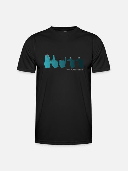 Hand alphabet Britt petrol gradient - Men's Functional T-Shirt - black