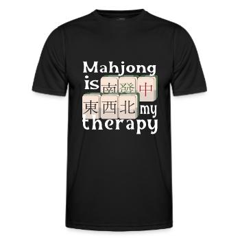 Mahjong est ma thérapie - Mahjong - T-shirt sport Homme - noir - Devant - AI Model Male 178 dark (178cm)