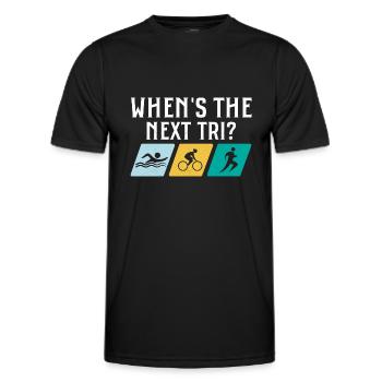 When's the next Tri? Triathlete Triathlon - Men's Functional T-Shirt - black - Front - AI Model Male 178 dark (178cm)
