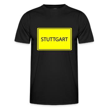 Panneau de signalisation Stuttgart - T-shirt sport Homme - noir - Devant - AI Model Male 178 dark (178cm)