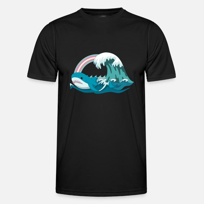 Pride Blahaj Pastell Regenbogen - Männer Funktions-T-Shirt - Schwarz