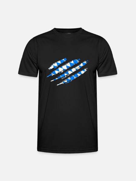 Bayern Flagge Kratzer Bayerische Fahne Krallen - Männer Funktions-T-Shirt - Schwarz
