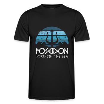 Poseidon Trident T Shirt Griechische Götter Herr - Männer Funktions-T-Shirt - Schwarz - Vorne - AI Model Male 178 dark (178cm)