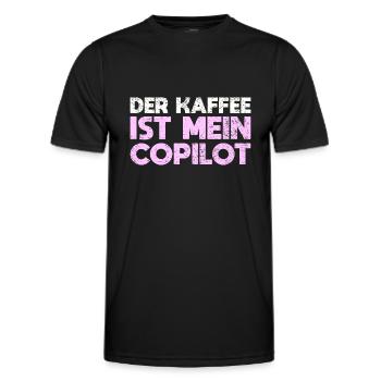 Der Kaffee Ist Mein Copilot - Männer Funktions-T-Shirt - Schwarz - Vorne - AI Model Male 178 dark (178cm)