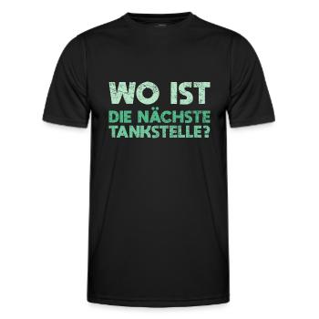 Wo Ist Die Nächste Tankstelle? - Männer Funktions-T-Shirt - Schwarz - Vorne - AI Model Male 178 dark (178cm)
