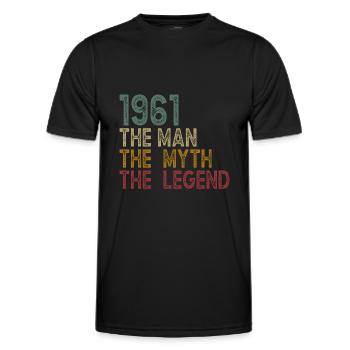 Born in 1961 legend birthday gift - Men's Functional T-Shirt - black - Front - AI Model Male 178 dark (178cm)