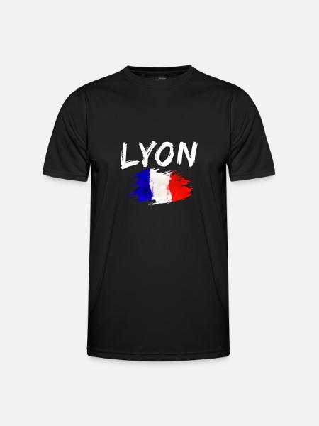 Lyon France Ville Drapeau Lyon - T-shirt sport Homme - noir