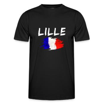 Lille France Flag City of Lille - Men's Functional T-Shirt - black - Front - AI Model Male 178 dark (178cm)