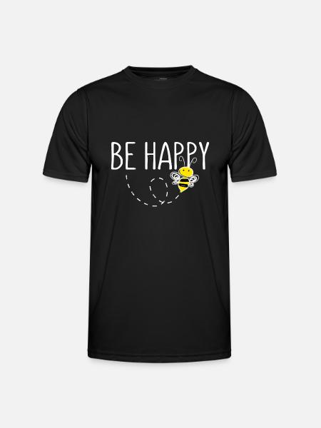 Be Happy Bee Statement Happy - Men's Functional T-Shirt - black
