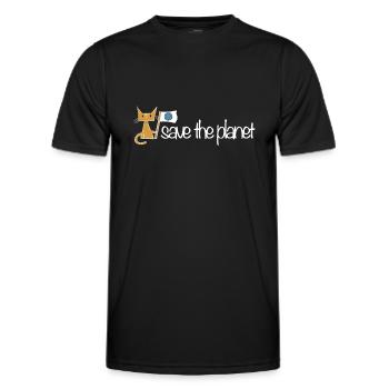sauver la planète protection du climat chat - T-shirt sport Homme - noir - Devant - AI Model Male 178 dark (178cm)