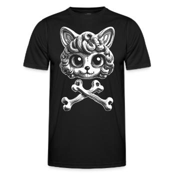 Samtpfoten-Pirat: Einzigartiges Katzenkopf-T-Shirt - Männer Funktions-T-Shirt - Schwarz - Vorne - AI Model Male 178 dark (178cm)