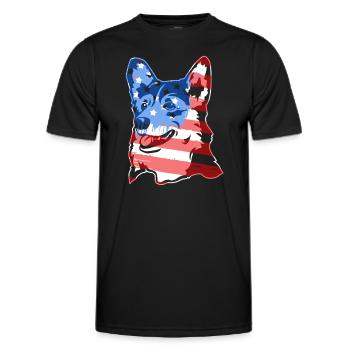 Pembroke Welsh Corgi Pembroke Welsh Corgi Flag - Men's Functional T-Shirt - black - Front - AI Model Male 178 dark (178cm)